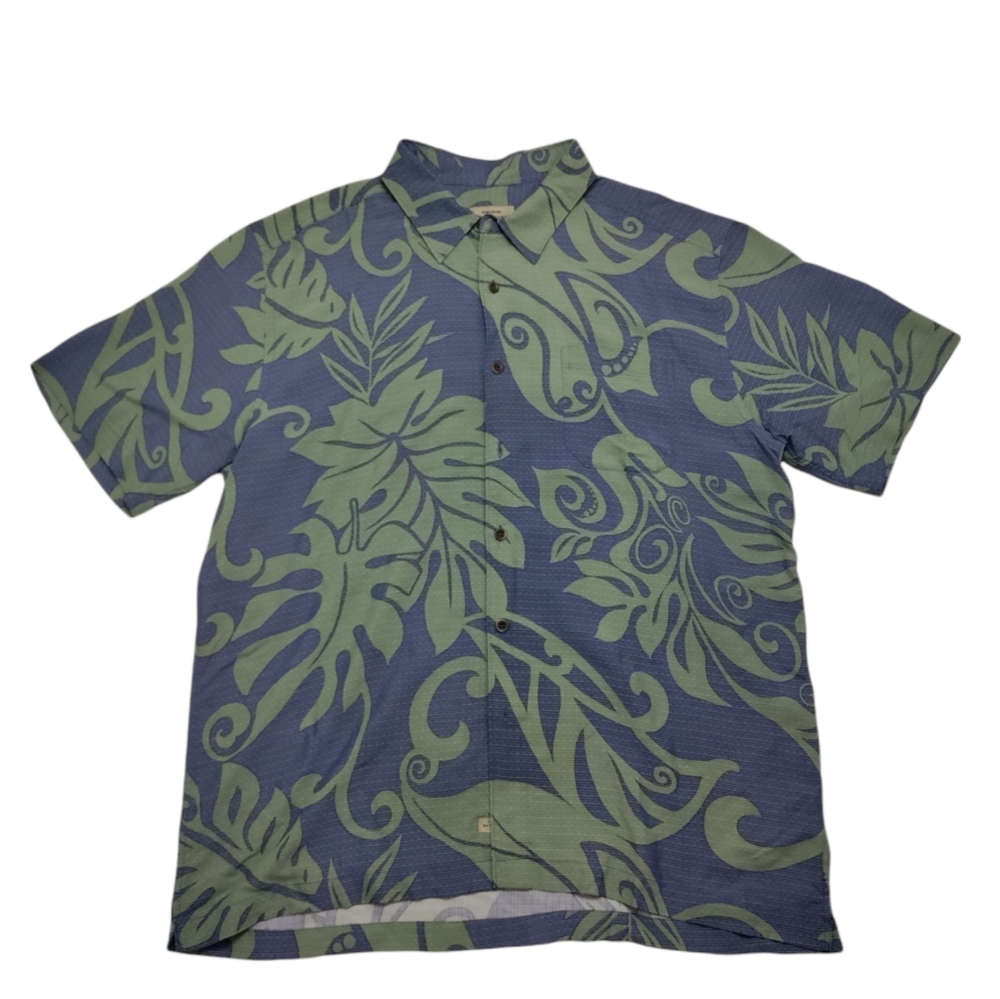 Quicksilver Waterman Collection Man's Hawaiian Shirt Size XL Floral Tropical